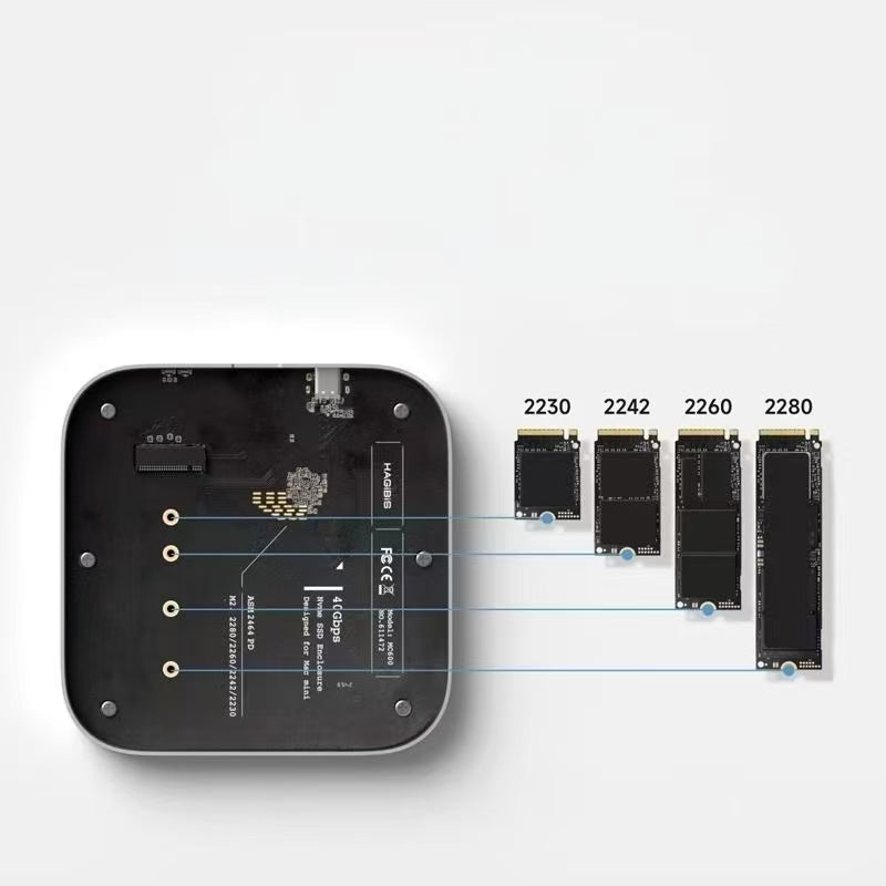 Mac mini M4 / M4 Pro SSD Expansion Dock – Thunderbolt 4 External NVMe M.2 Enclosure (40Gbps) – HAGIBIS